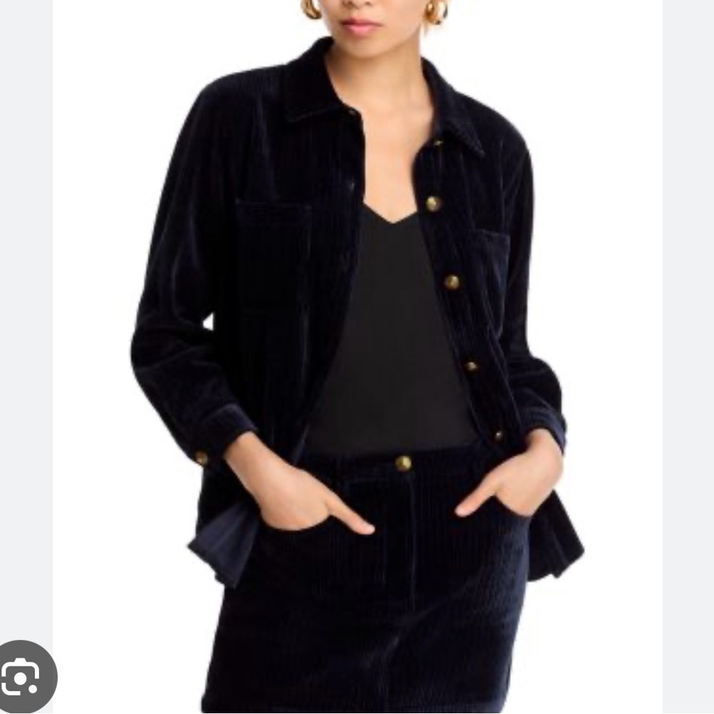 Aqua Corduroy Button-Front Jacket navy